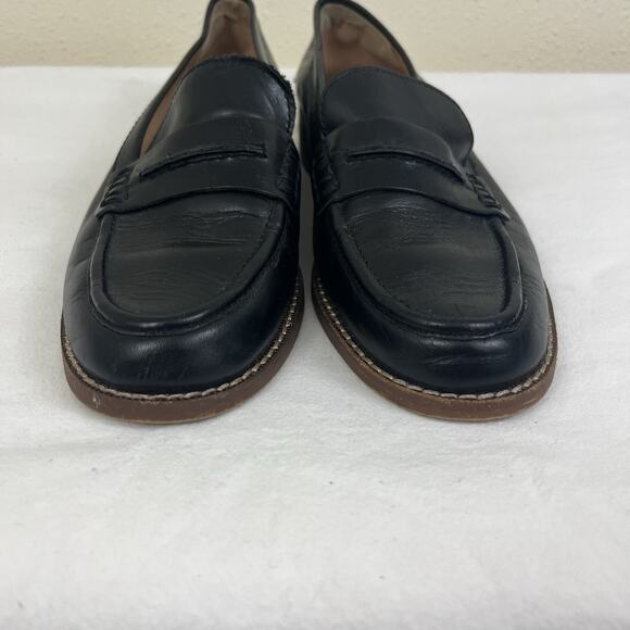 Madewell Elinor Leather Penny Loafer Womens 7.5 Black Slip On Preppy Academia - Picture 4 of 9